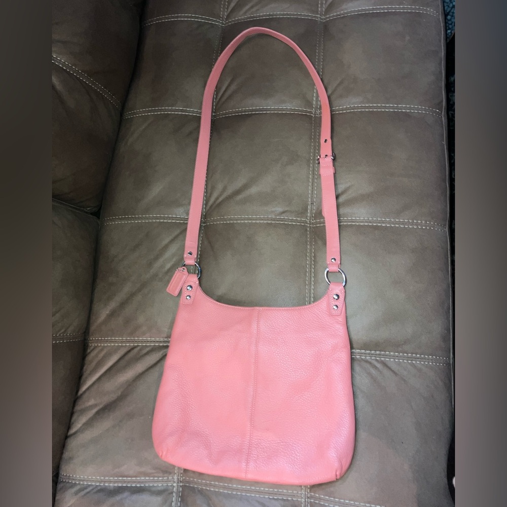 Coach Pink Pebbled Leather Shoulder Bag with Turnlock - Picture 3 of 6